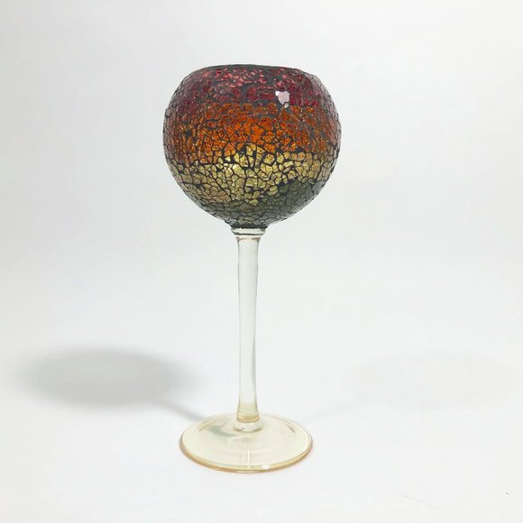 Party Lite Siena Crackle Mosaic Stemmed Tealight Holder Retired Pattern - Picture 3 of 9